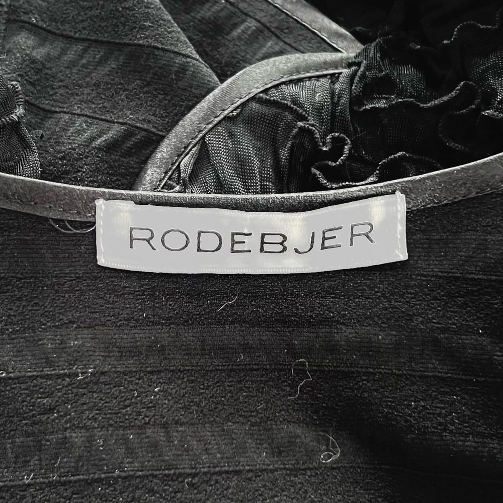 Vintage Rodebjer Black Ruffle Open Front Cardigan Size S Small - Picture 3 of 8